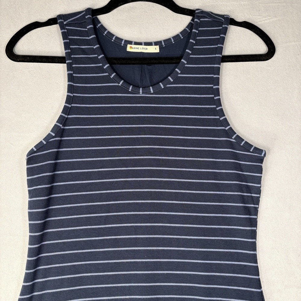 Marine Layer Lexi Rib Daytime Midi Tank Dress‎ Striped Stretch Preppy Size Small